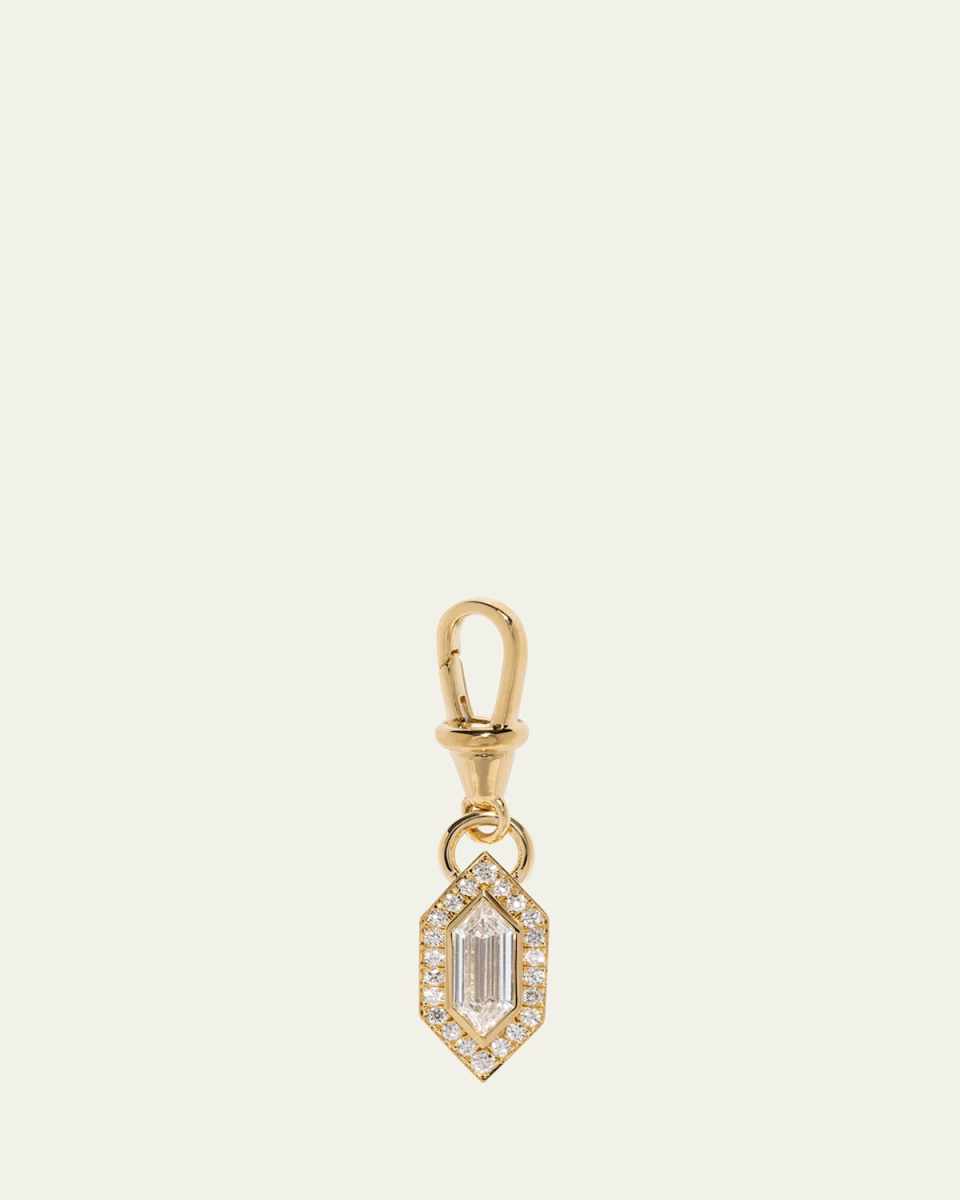 18K Yellow Gold Silhouette Elongated Hexagon Diamond Pendant